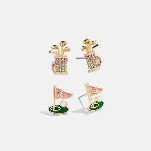 New! Anthropologie Baublebar Hole In One Golf Post Earrings Set (1047) NWOT